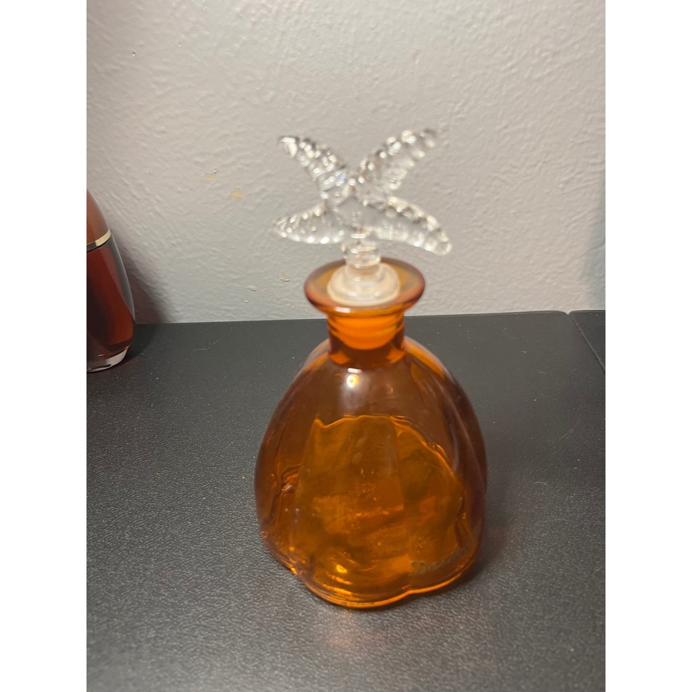 Amber Glass Perfume Bottle with Clear Starfish Stopper Scalloped Base Decor - Picture 7 of 8